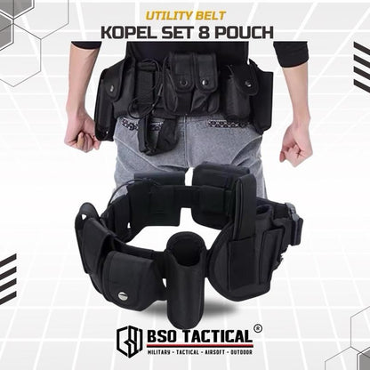 Ikat Pinggang Kopel Outdoor 8 Kantong Pouch Set Heavy Duty Utility Belt Organizer Multifungsi untuk Olahraga Luar Ruangan