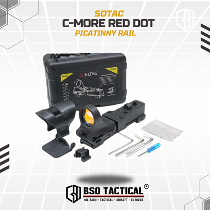 SOETAC C-More Tactical Reflex CMORE Red Dot Scope Sight With Picatinny Rail