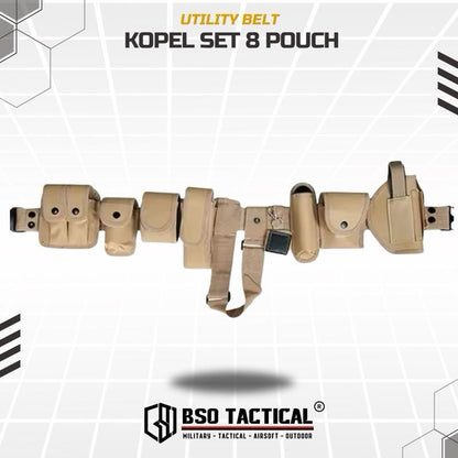 Ikat Pinggang Kopel Outdoor 8 Kantong Pouch Set Heavy Duty Utility Belt Organizer Multifungsi untuk Olahraga Luar Ruangan