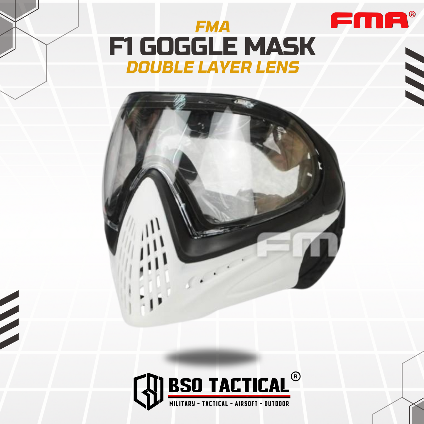 FMA F1 Tactical Mask Full Face Outdoor CQB Speed Mask - Double Layer Lens