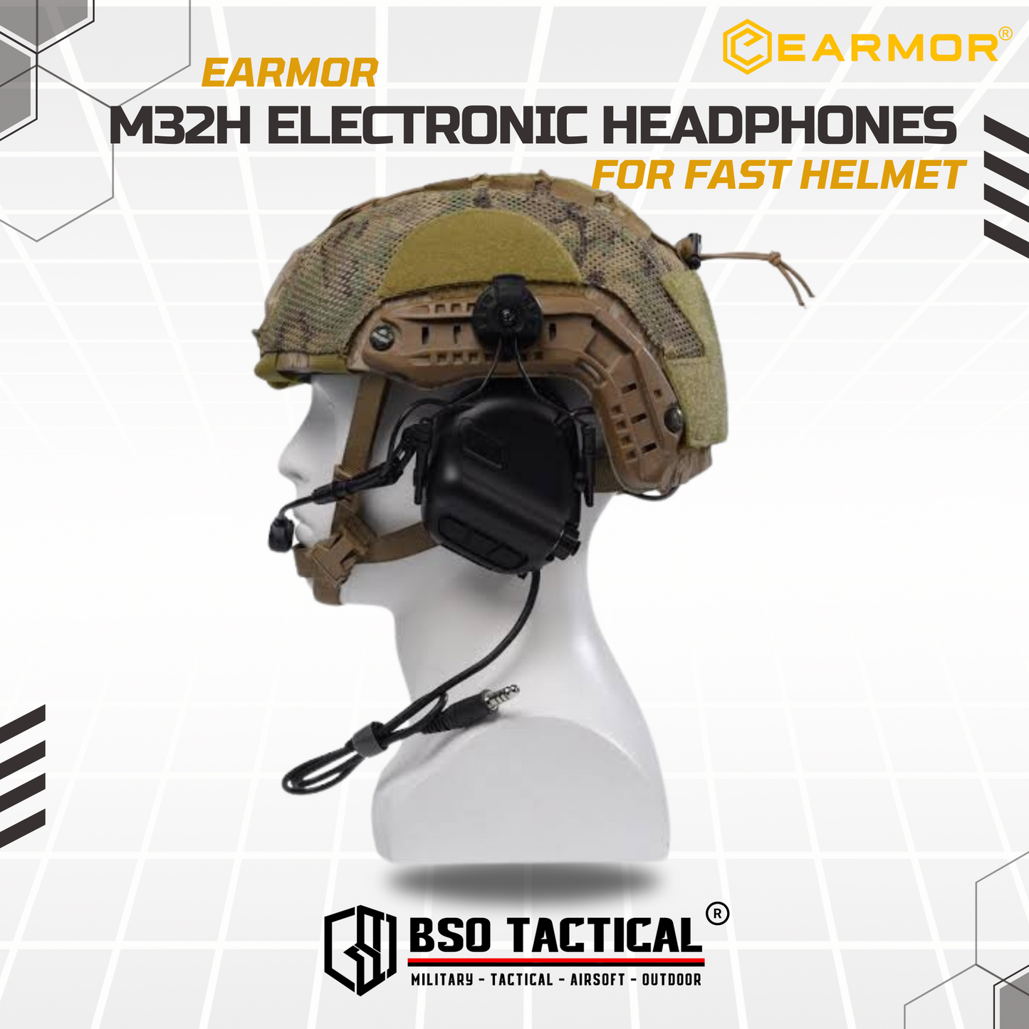 Earmor M32H Helmet-Mounted Tactical Headset ARC Rail