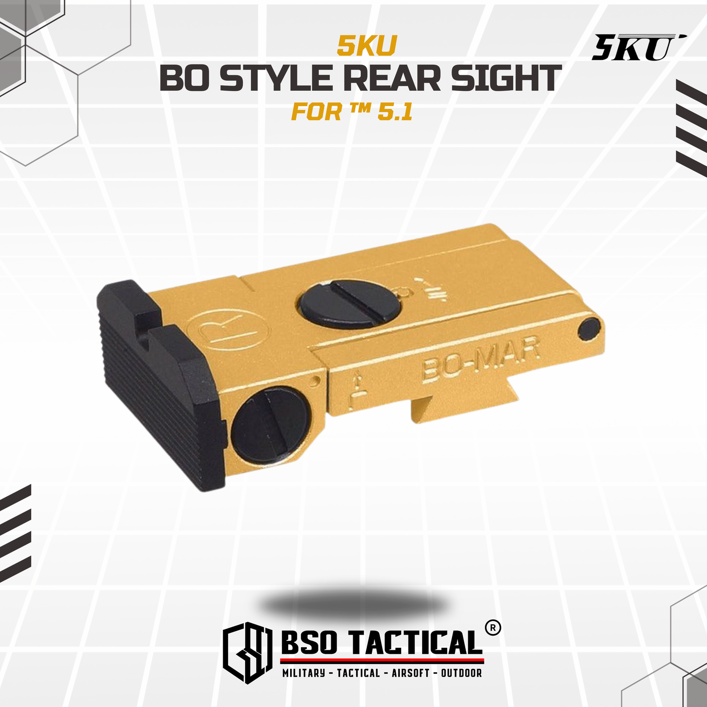 5KU BO Style Rear Sight for TM Capa 5.1 CNC Alumunium for Toys GBBP