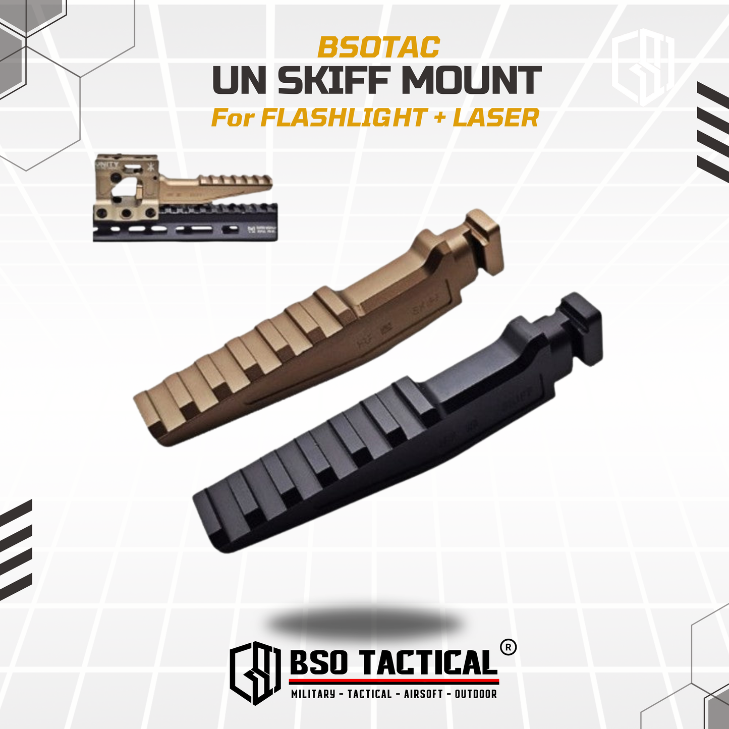 HRF SKIFF Tactical Riser Unity Mount Laser Flashlight ANPEQ Rail 20mm Picatinny