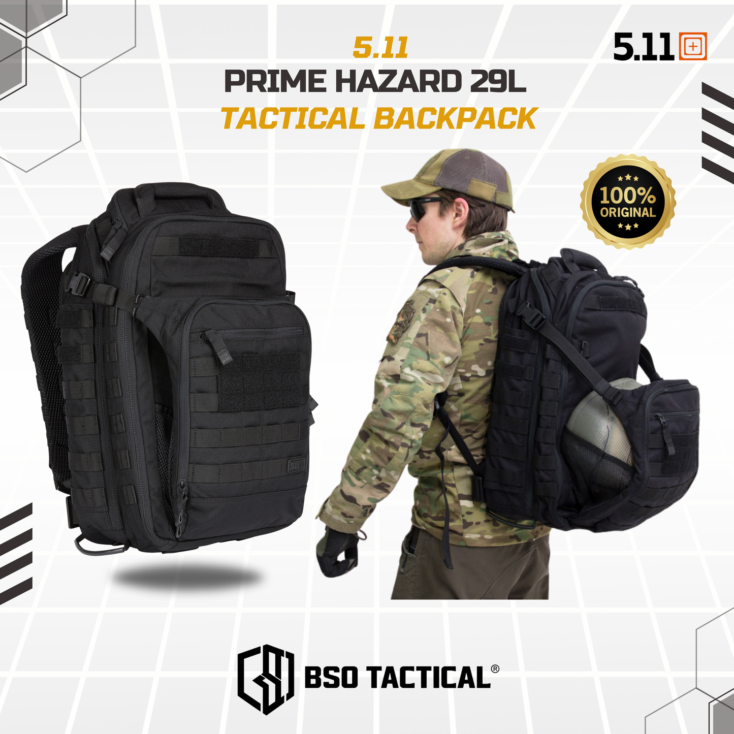 Tas Ransel 5.11 Hazard Prime 29L Tactical Outdoor Backpack Multi Storage - ORIGINAL