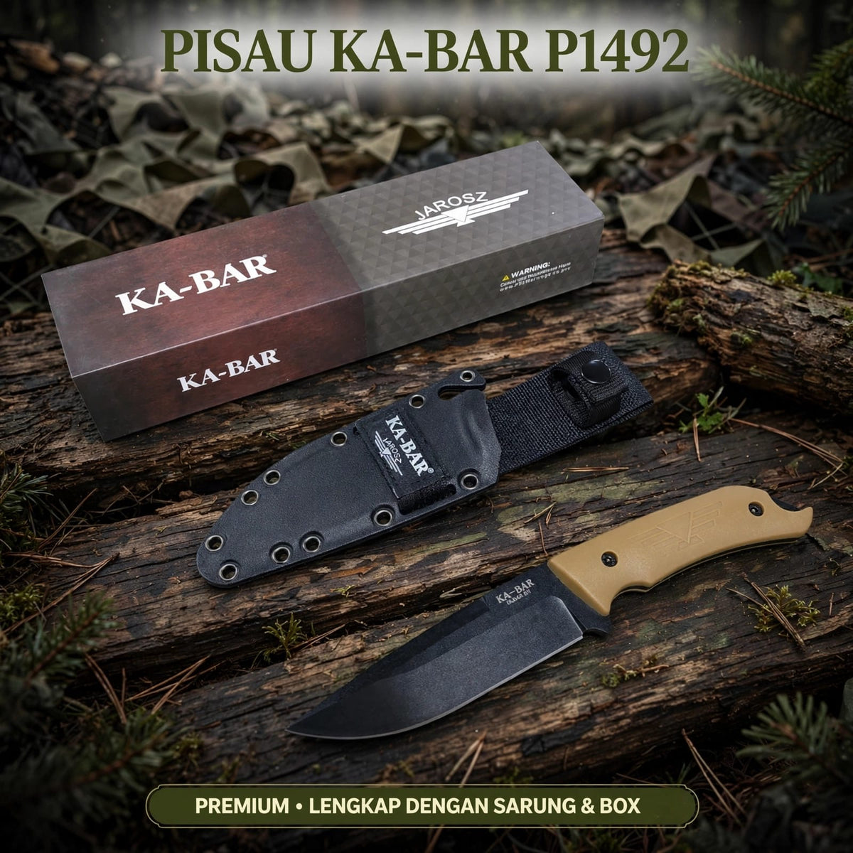 KB Jarosz Turok Style Fixed Pisau Outdoor Survival Knife