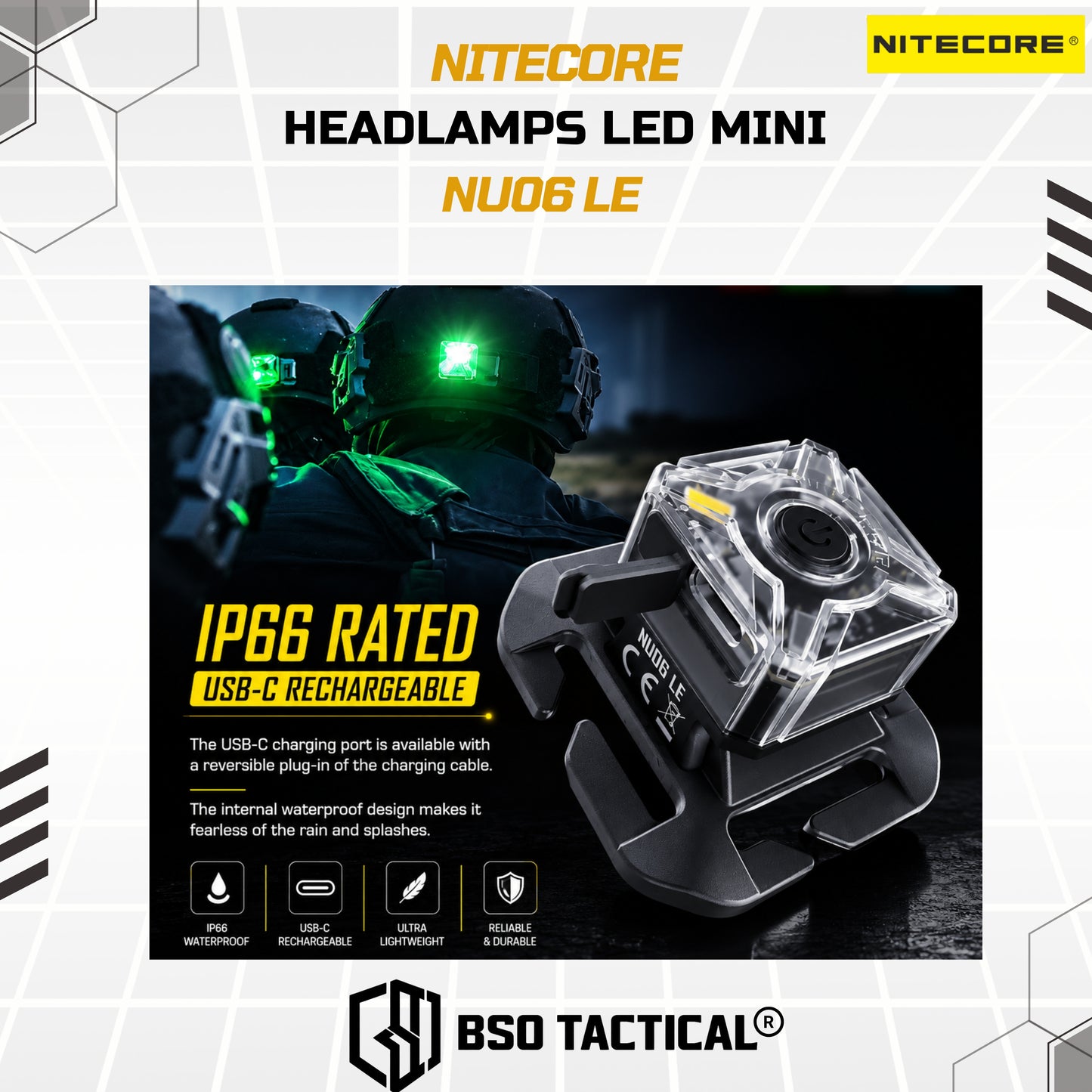 NITECORE Senter LED Mini Headlamp Rechargeable 15 Lumens - NU06 LE