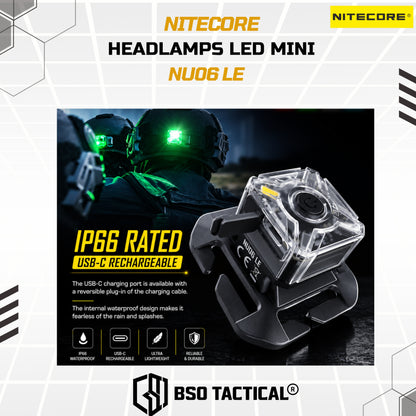 NITECORE Senter LED Mini Headlamp Rechargeable 15 Lumens - NU06 LE