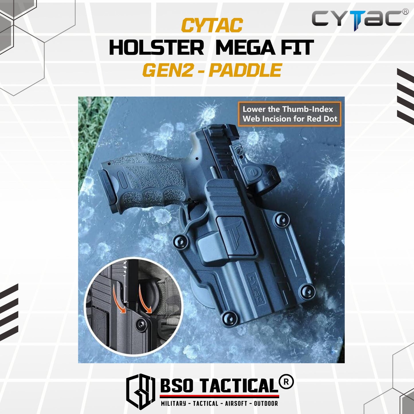 Holster Cytac Mega Fit Gen2 Compact Universal Right Hand ORIGINAL - Belt Clip / Paddle
