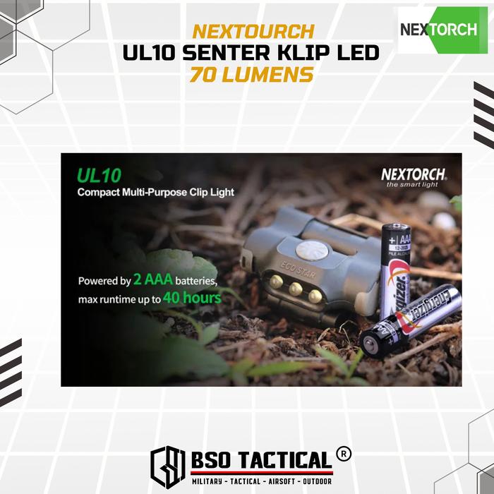Senter Clip Nextorch UL10 Outdoor Flashlight LED Multifunction 70 Lm Baterai Lampu