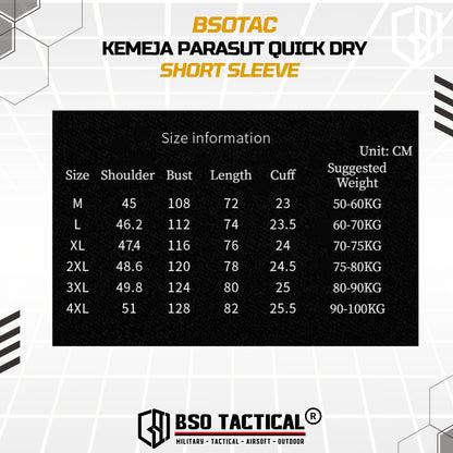BSOTAC Kemeja Outdoor Lengan Pendek Tactical Short Sleeve Casual Shirt Summer Camping Hiking Quick Dry Baju Army Quick Dry