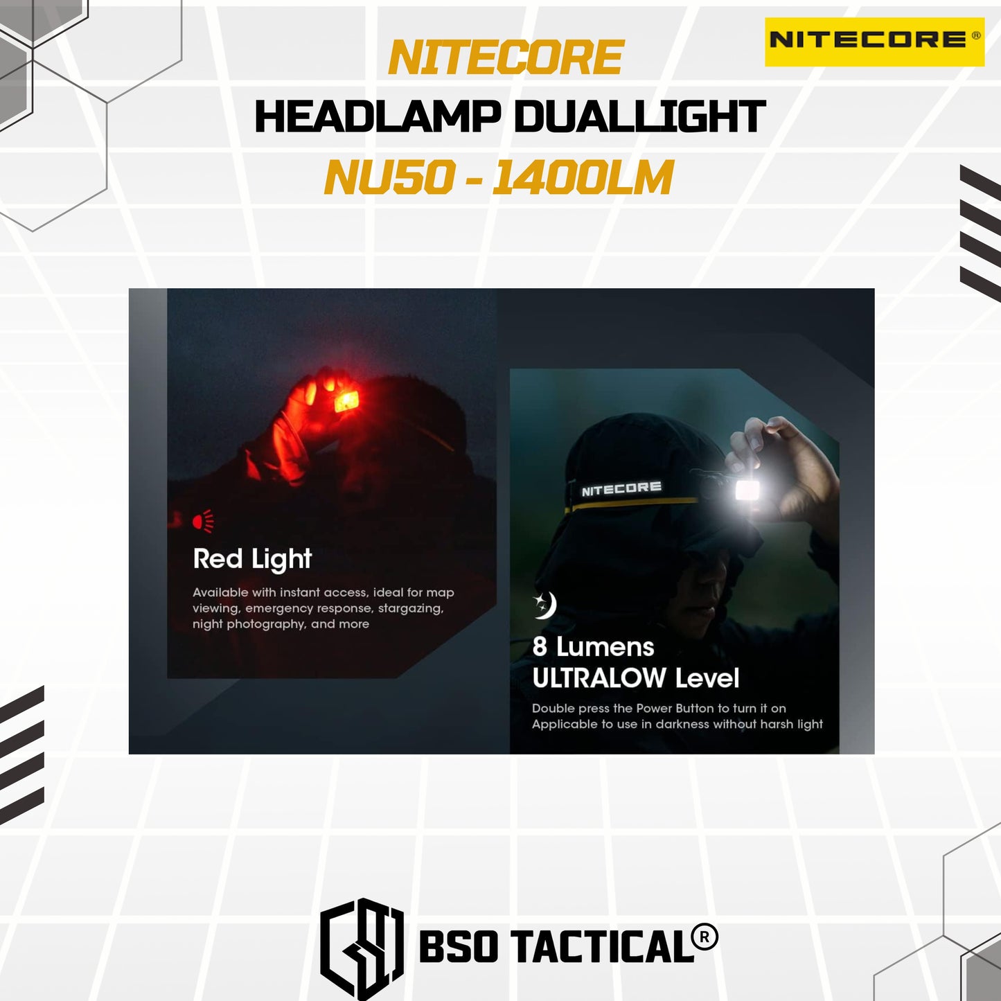 NITECORE NU50 Senter Kepala Headlamp Duallight IP68 1400LM 4000Mah - ORIGINAL