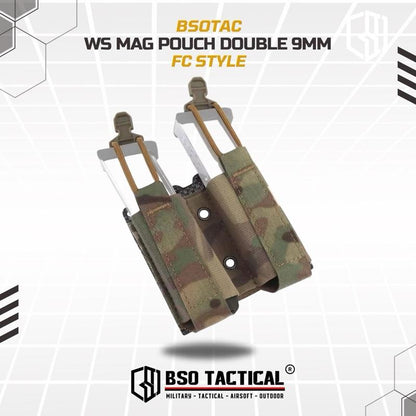 WS Double Pouch FC Style Molle System for 9mm Tactical Dual Slot for MG Flashlight EDC Gear Outdoor