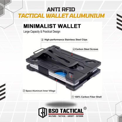 Tactical Magic Wallet Anti RFID Alumunium Card Holder Carbon with Clip Dompet Kartu