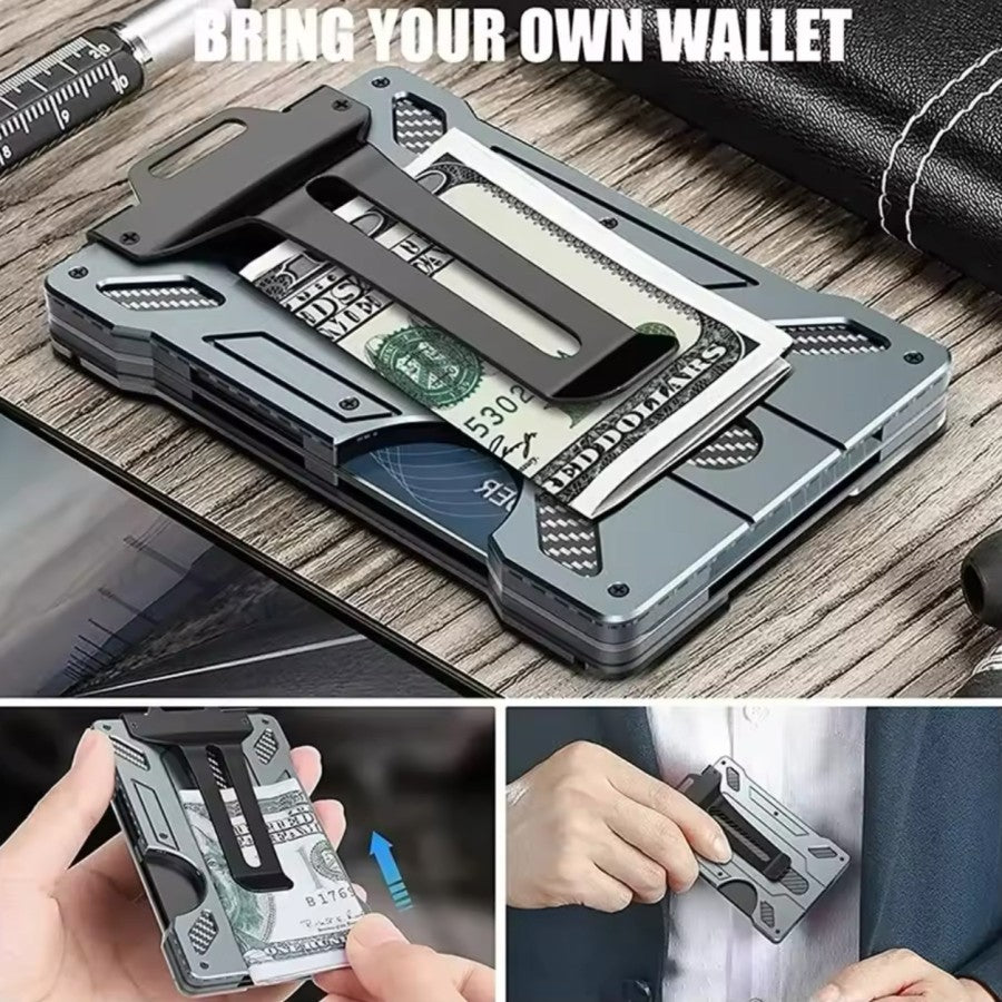 Tactical Magic Wallet Anti RFID Alumunium Card Holder Carbon with Clip Dompet Kartu
