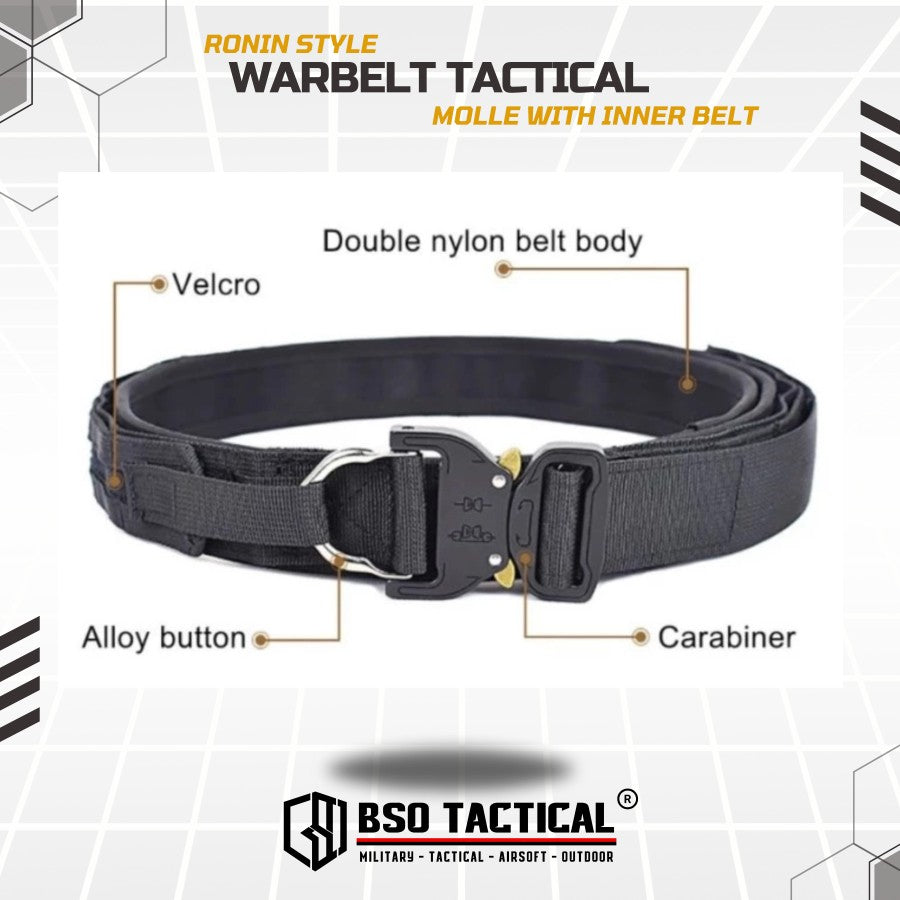 Ikat Pinggang Outdooor Belt Molle 2 Layer dengan Buckle Alloy dan Sistem Molle untuk Perlengkapan Outdoor Outer Inner Belt