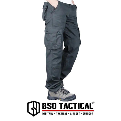 Celana Outdoor Cargo Long Tactical Pants Canvas 6 Pockets Casual Loose Pria Panjang Army
