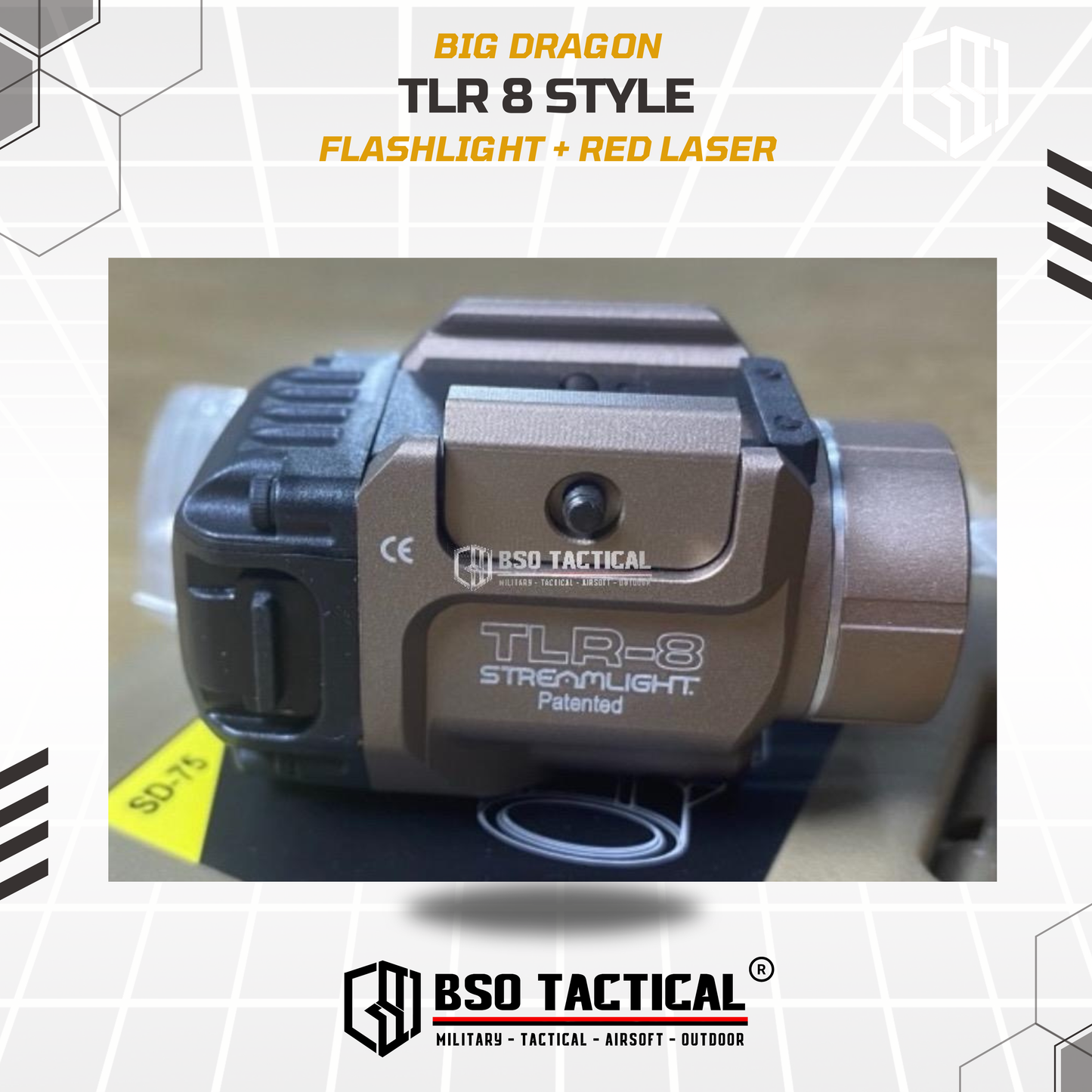 Senter Tactical TLR8 LED Light Combo with Red Laser Picatinny Rail White Flashlight Black