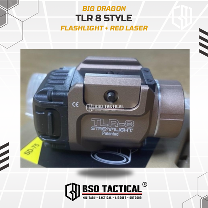 Senter Tactical TLR8 LED Light Combo with Red Laser Picatinny Rail White Flashlight Black