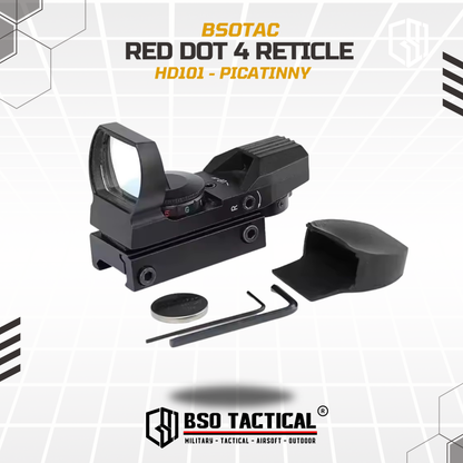 Red Green Dot Scope 4 Reticle Picatiny Mount Full Metal HD Glass - HD101