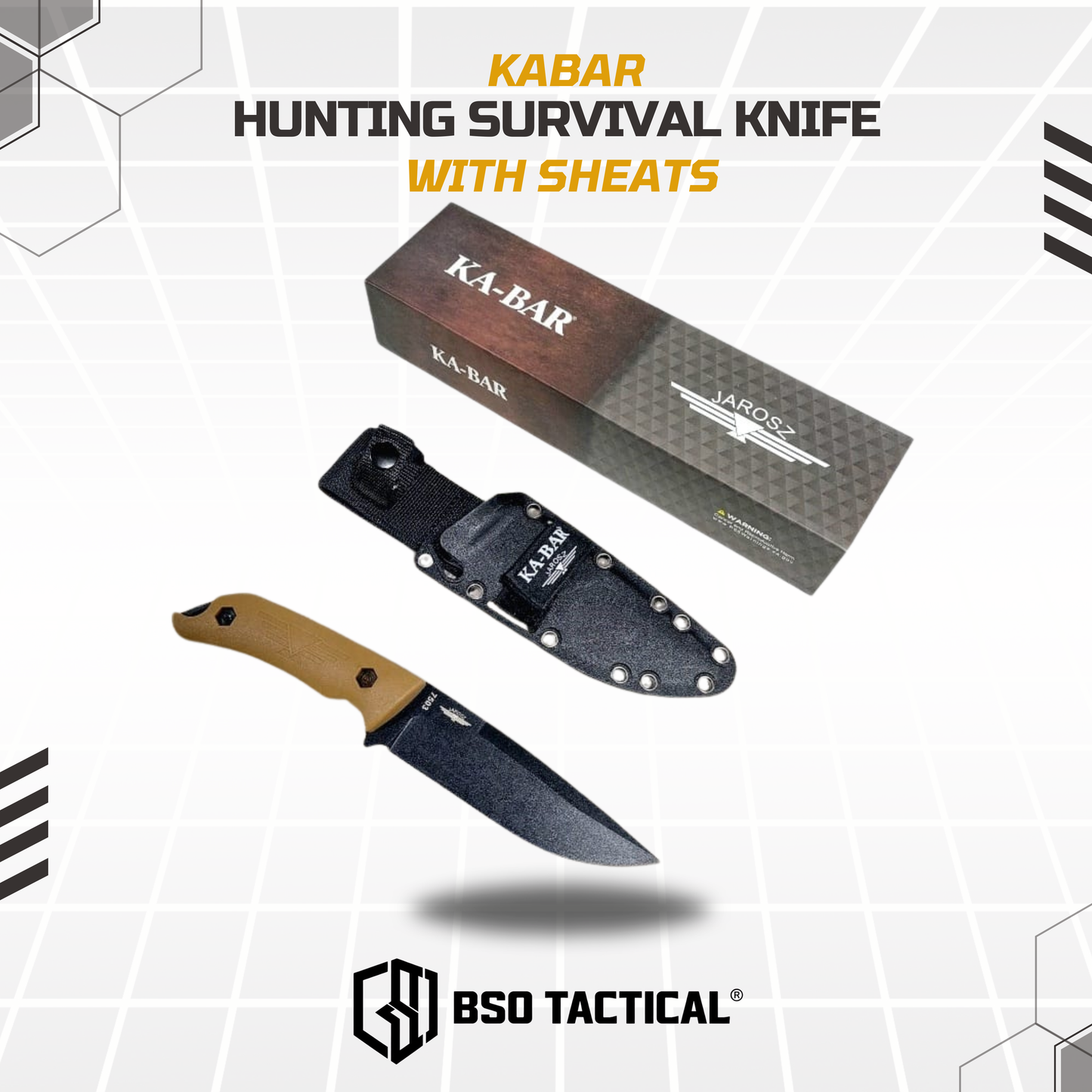 Pisau Hunting Outdoor Knife Kabar Jarosz Full Tang with Kydex Sheats
