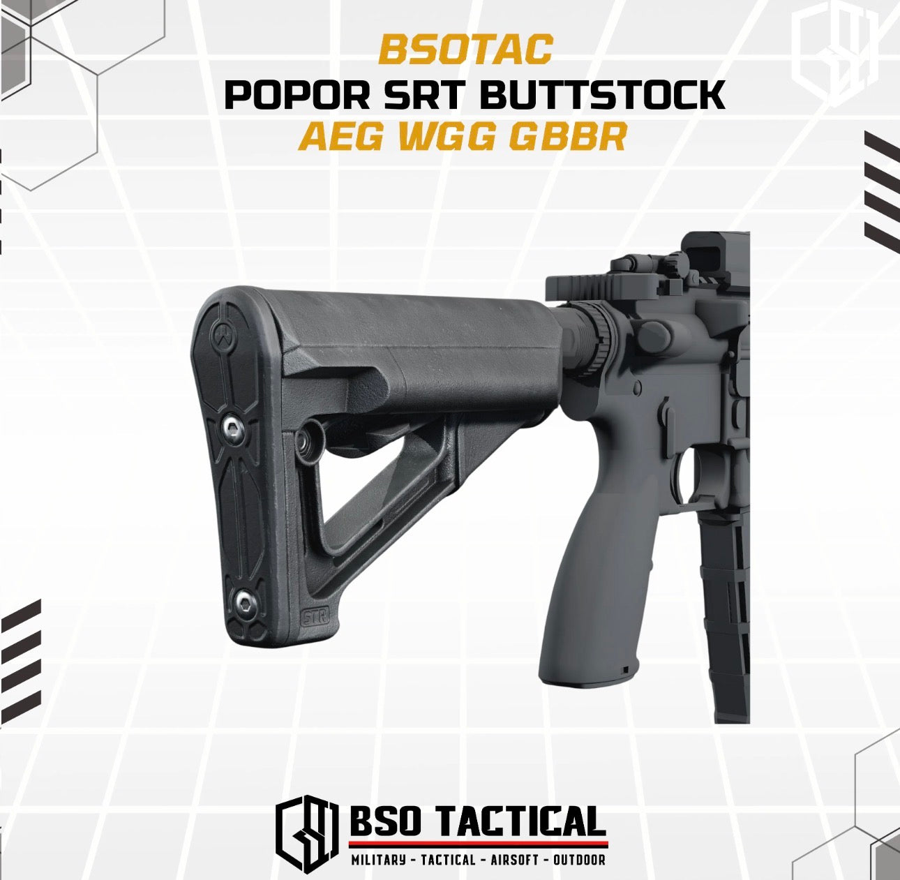BD Tactical Popor SRT Style Polymer Buttstock Adjustable Position for AEG WGG GBBR