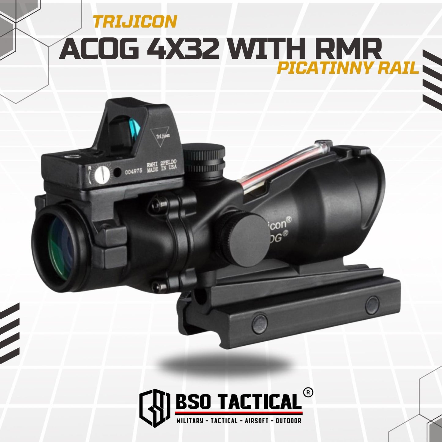 ACOG 4x32 with RMR Red Dot Tactical Sight Full Metal - Reps