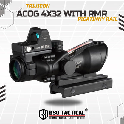 ACOG 4x32 with RMR Red Dot Tactical Sight Full Metal - Reps