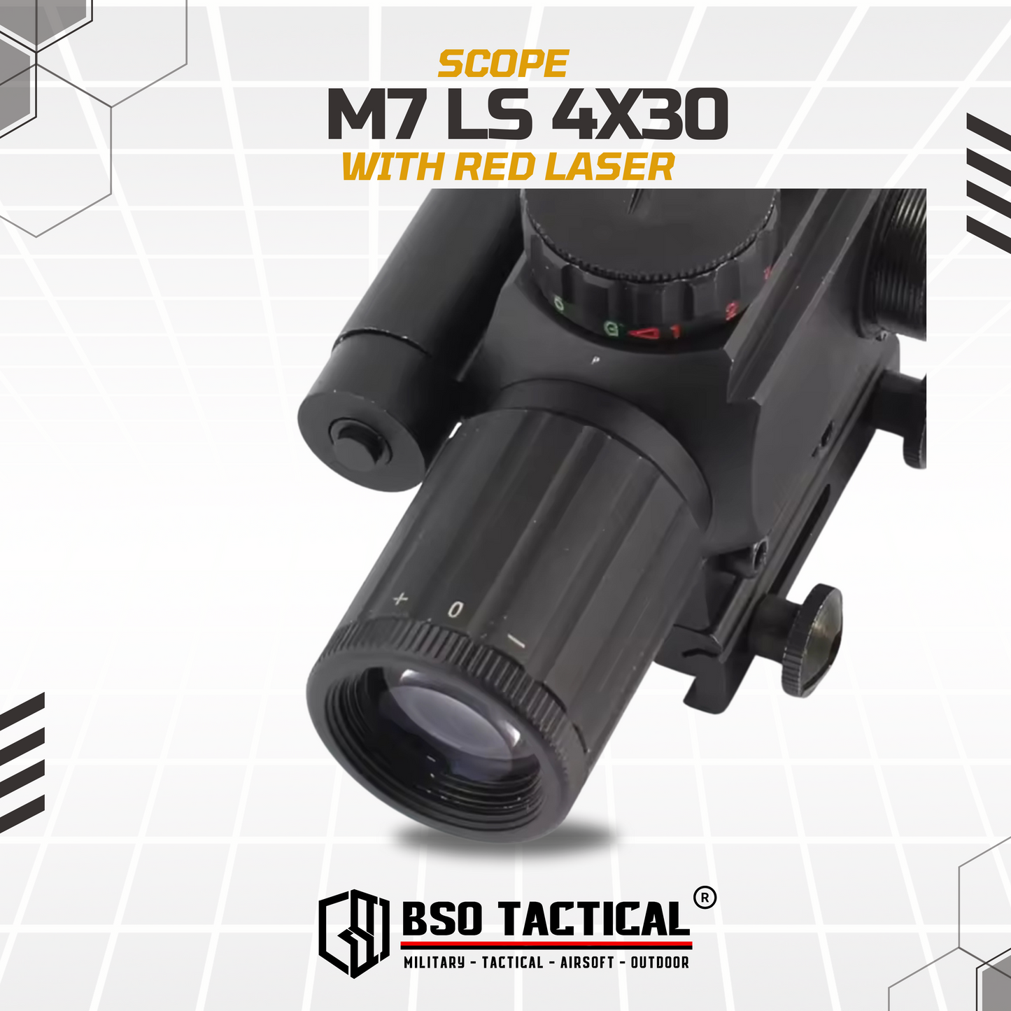 Scope M7 LS 4x30 with Red Laser Full Metal Picatinny Rail
