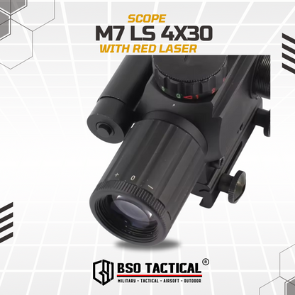 Scope M7 LS 4x30 with Red Laser Full Metal Picatinny Rail