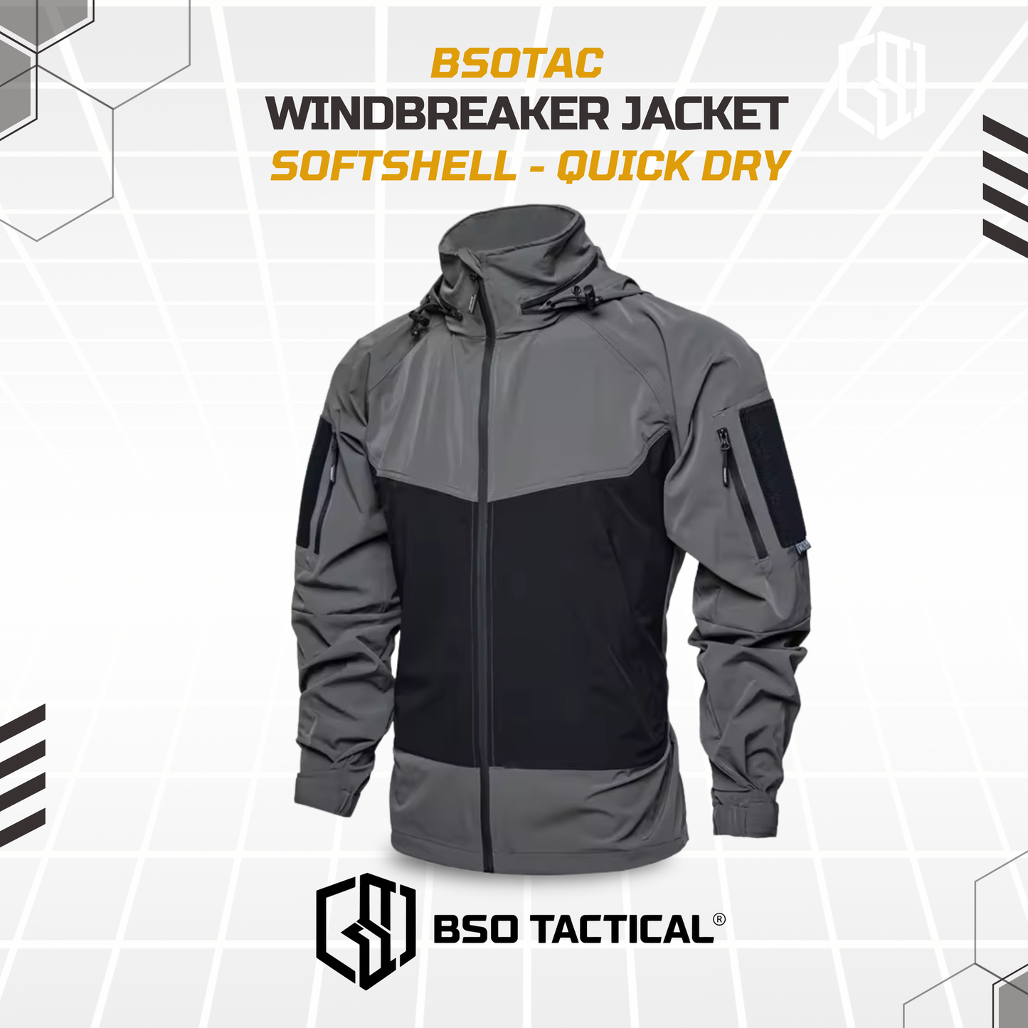 Jacket Windbreaker Soft Shell with Hoodie for Outdoor Quick Dry