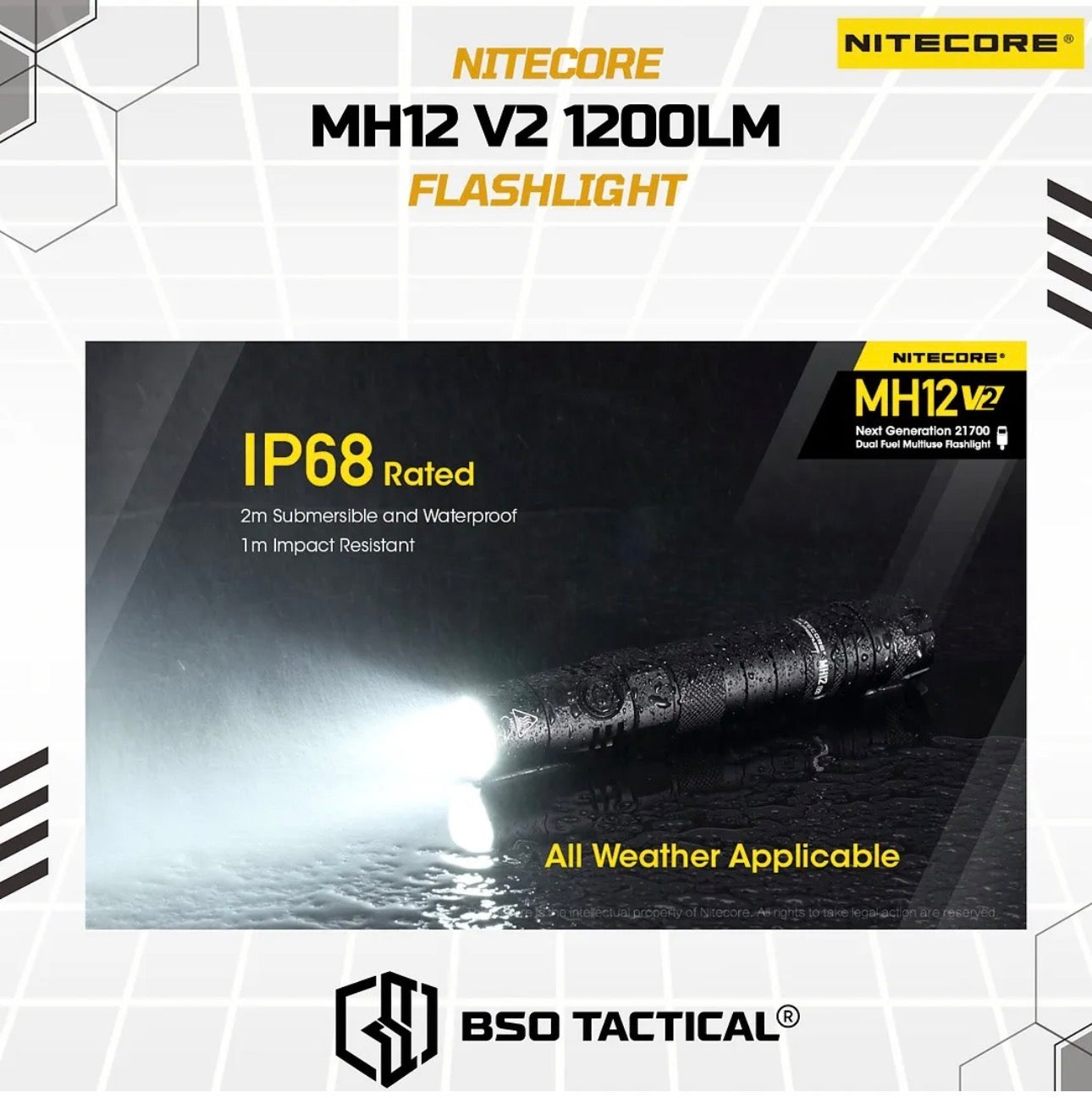 NITECORE Senter MH12 V2 LED CREE XP-L2 V6 1200 Lumens Outdoor Flashlight Baterai Lamp