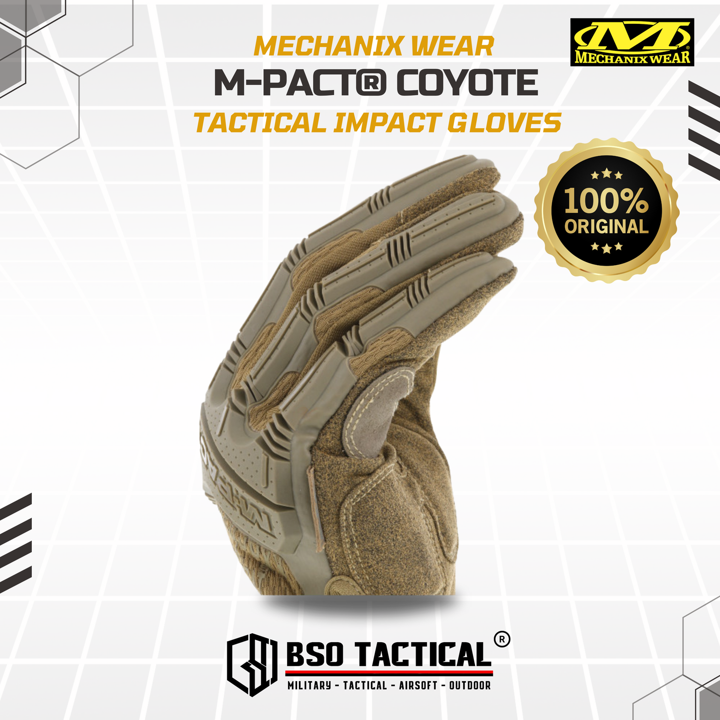 Mechanix Wear MPACT Tactical Impact Resistant Glove M-Pact Coyote Touchscreen - ORIGINAL
