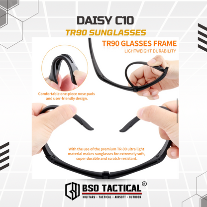 Kacamata Outdoor Daisy C10 Tactical Sun Glasses TR90 Frame 3 Lens