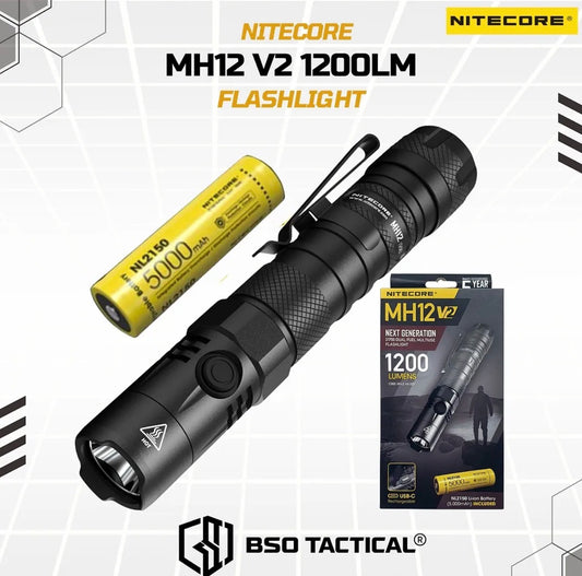 NITECORE Senter MH12 V2 LED CREE XP-L2 V6 1200 Lumens Outdoor Flashlight Baterai Lamp