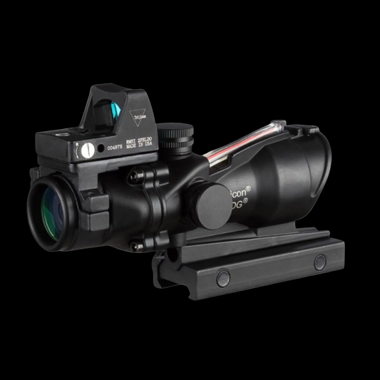 Trjicon ACOG 4x32 with RMR Picatinny rail on a white background with BSO Tactical branding.