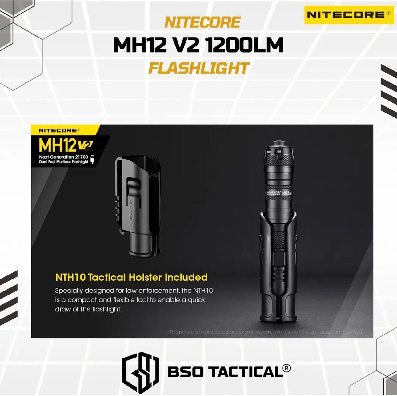 NITECORE Senter MH12 V2 LED CREE XP-L2 V6 1200 Lumens Outdoor Flashlight Baterai Lamp
