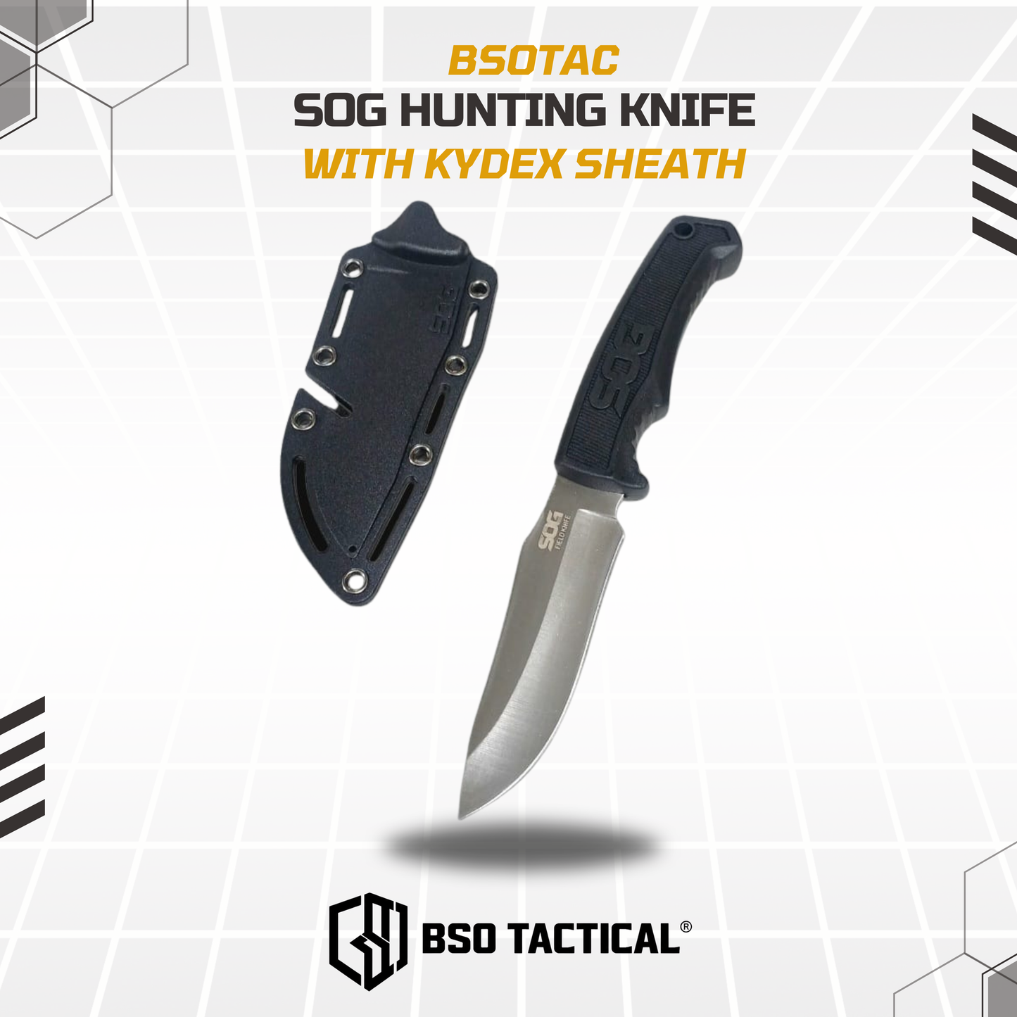 Pisau Hunting SOG with Kydex Sheath Outdoor Camping EDC Knife