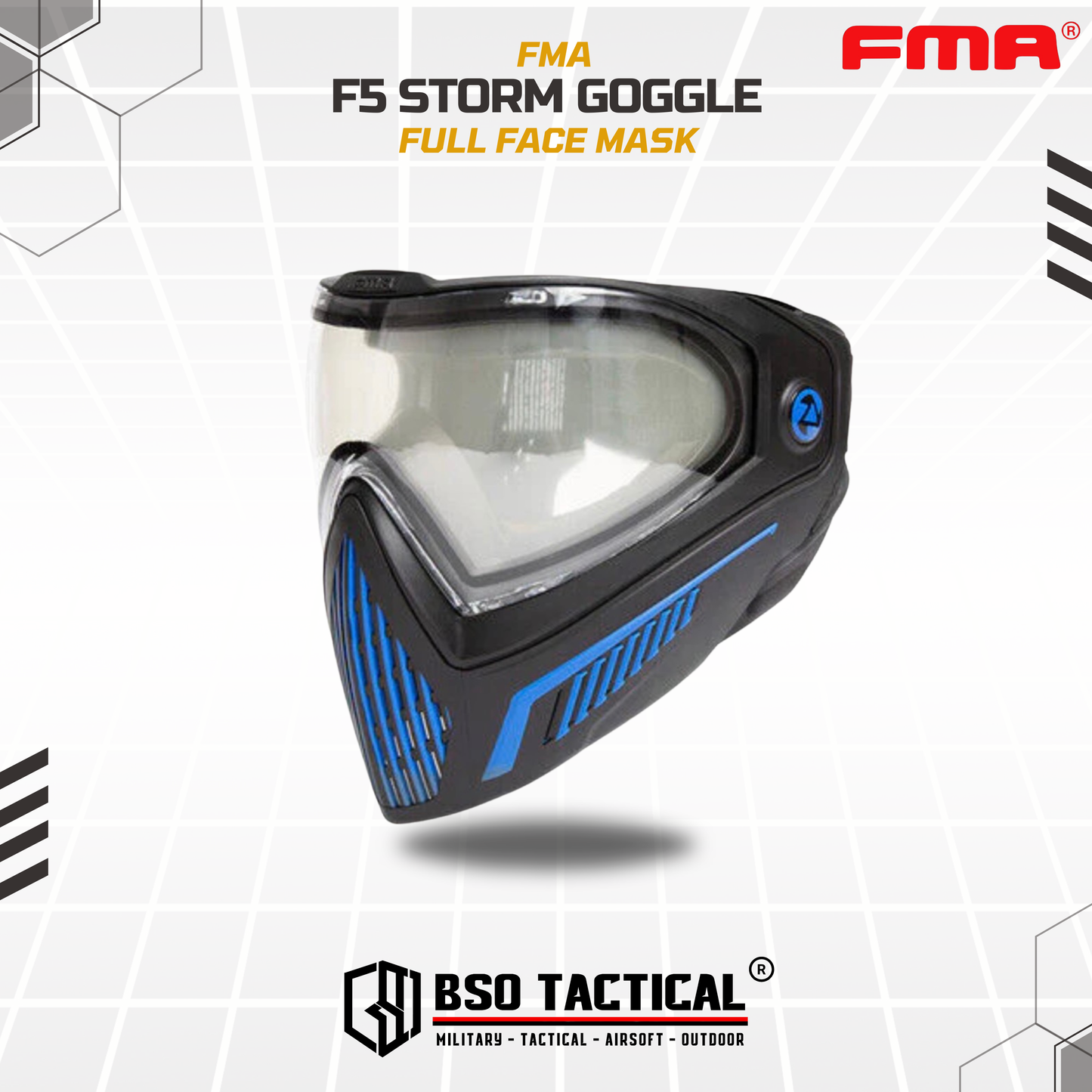 FMA F5 Google Storm Tactical Full Face Mask Clear Lens - TB1688