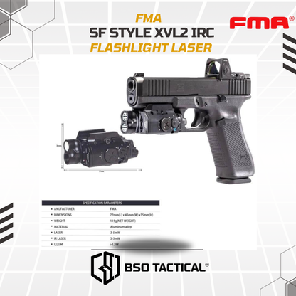 FMA Tactical Flashlight SF XVL2 IRC LED Light Red Laser Metal