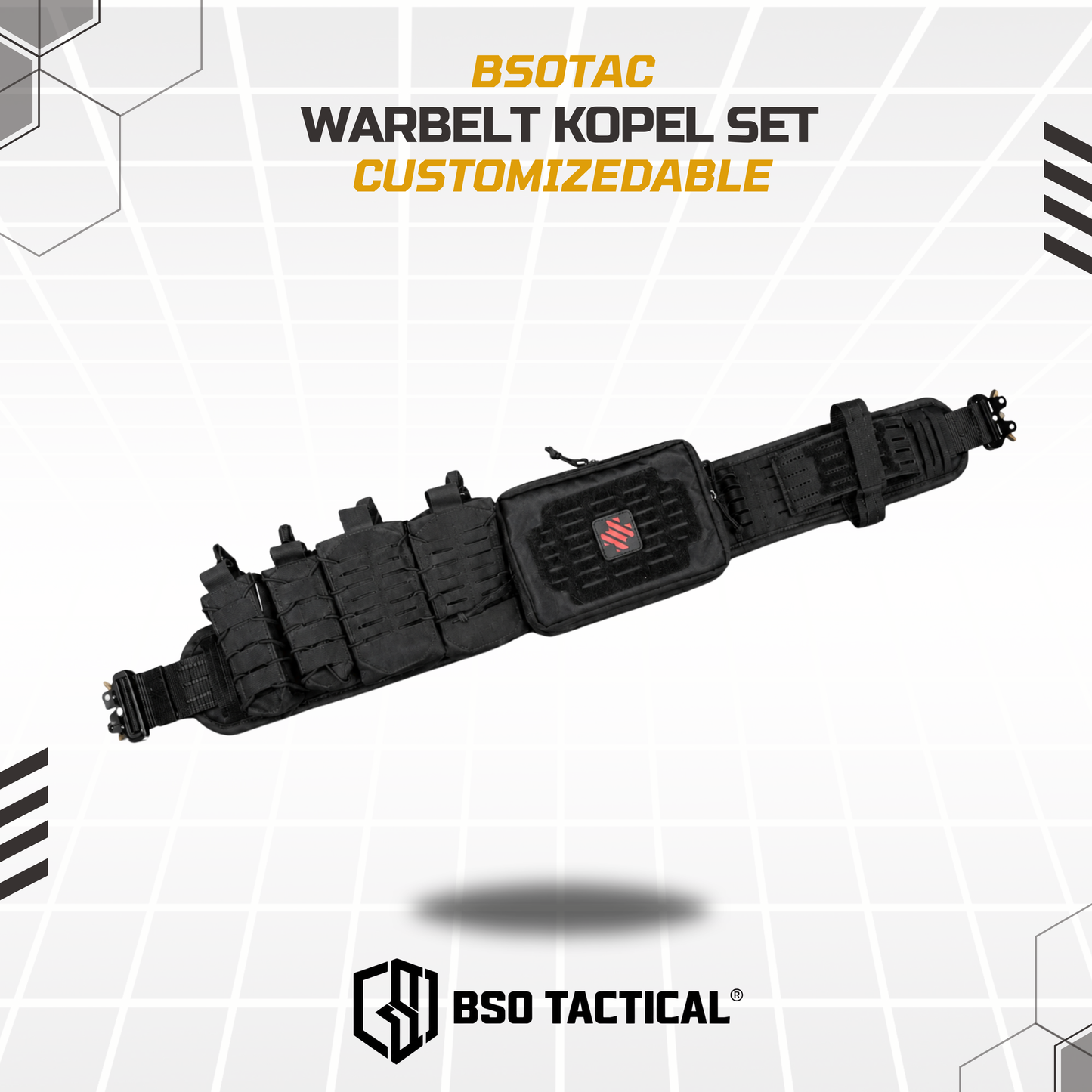 Kopel Tactical Battle Belt Modular Set with Multifungsi Pouch Warbelt Customizeable