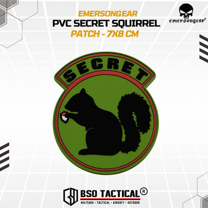 Emerson Gear Rubber Patch Secret Squirrel 3D Desain PVC TacticalPatch 7x8 cm Velkro Siap Pakai untuk Tas Jaket Topi Rompi - EM5548