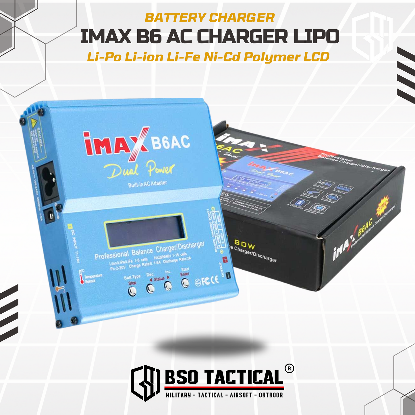 IMAX B6AC Charger Baterai LiPo dengan AC Adapter Integrated RC Battery Remote Control Toy
