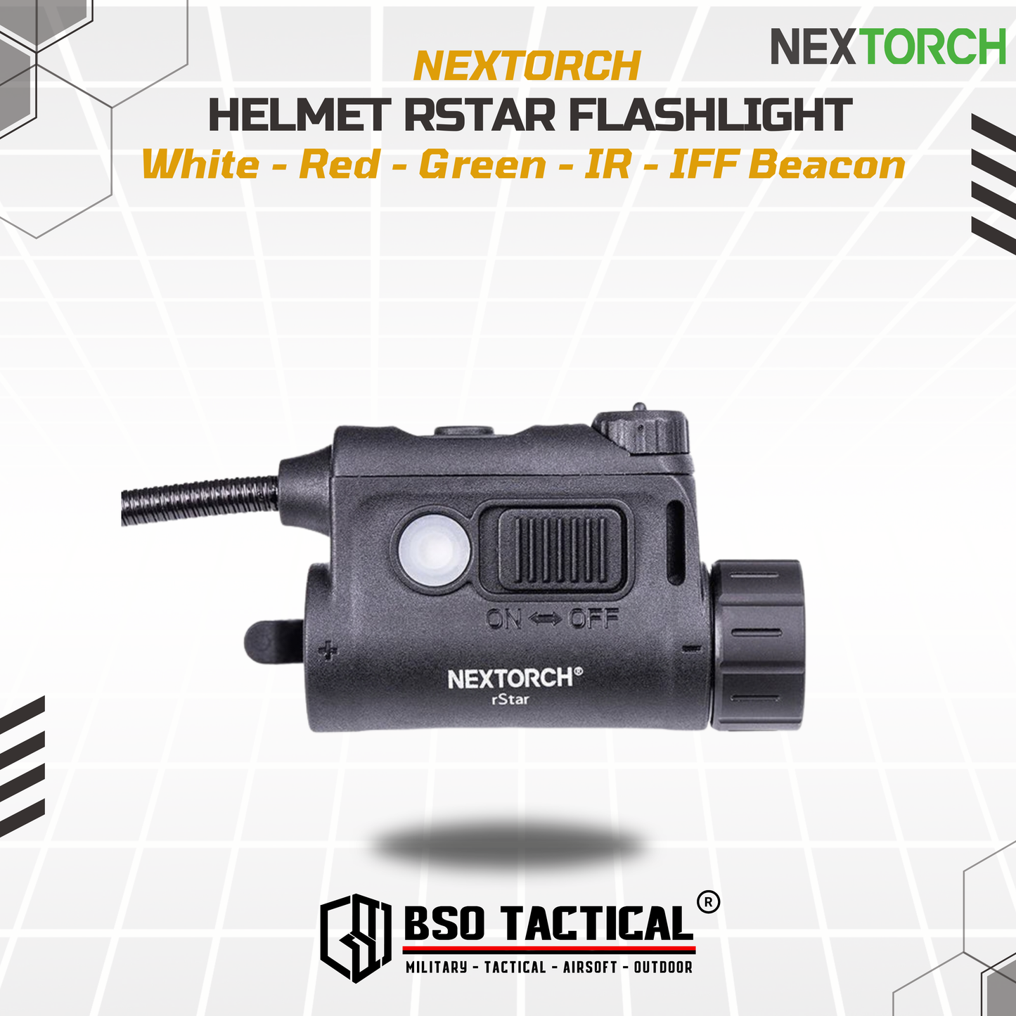 NEXTORCH Senter Helm rStar Multi-light Source Outdoor Helmet Light dengan Warna Putih Merah Hijau IR dan IFF Beacon