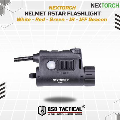 NEXTORCH Senter Helm rStar Multi-light Source Outdoor Helmet Light dengan Warna Putih Merah Hijau IR dan IFF Beacon