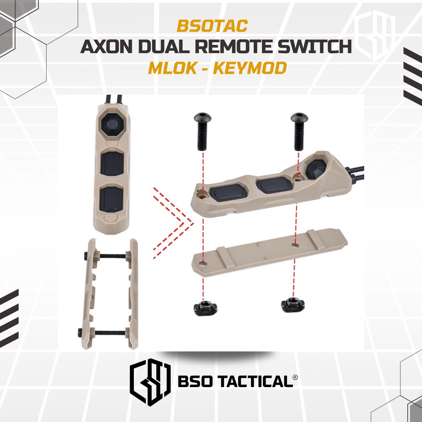 WADSN UN Tactical Axon Dual Remote Wire Control Pressure Switch for SF Flashlight 2.5 3.5 Crane Plug MLOK Keymod Picatinny