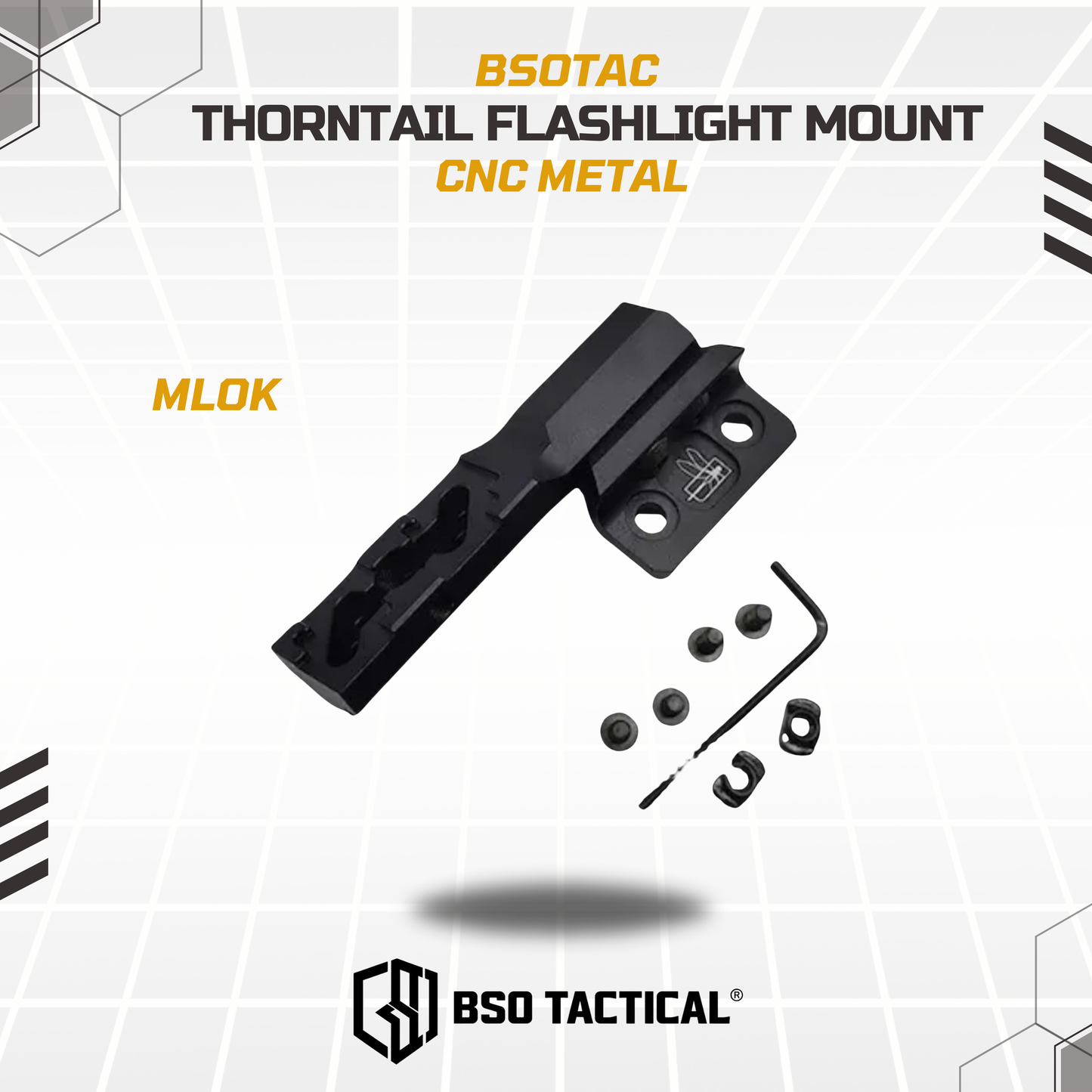 HS Thorntail Style Flashlight Mount Picatiiny Rail MLOK CNC for M300 M600