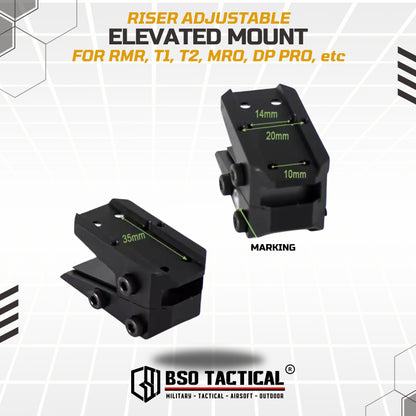 Elevated Type Mount Tactical Optic Adjustable for T1/T2/MRO/RMR