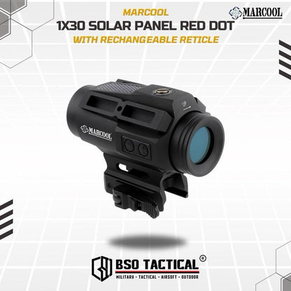Marcool 1x30 Solar Panel Energy Tactical Red Dot Sight Full Metal Picatinny