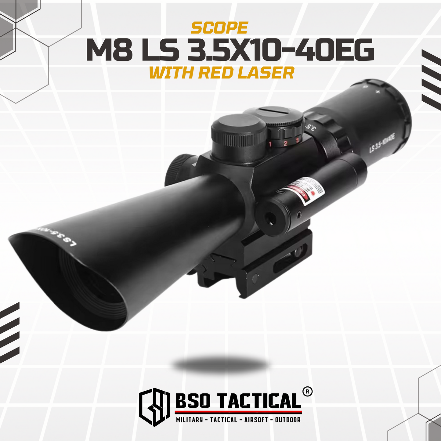 Scope M8 LS 3.5–10x40EG Red Laser Full Metal Picatinny Rail