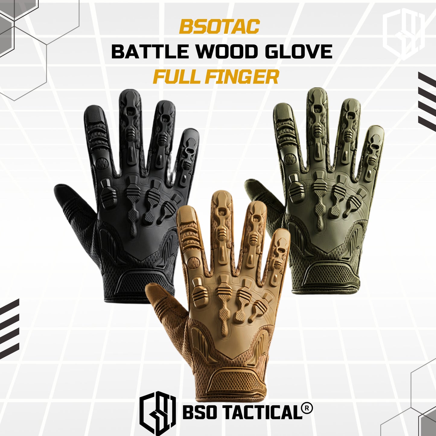 Battle Wood Outdoor Tactical Motorcycle Glove Full Finger Protection Multifungsi - ST1805